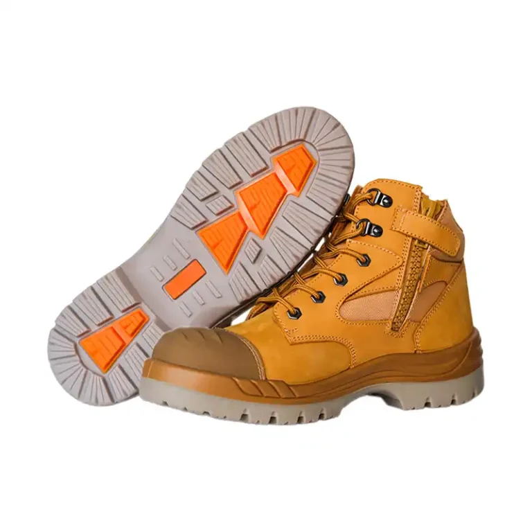 wheat color lace up side zip ankle safety boots
