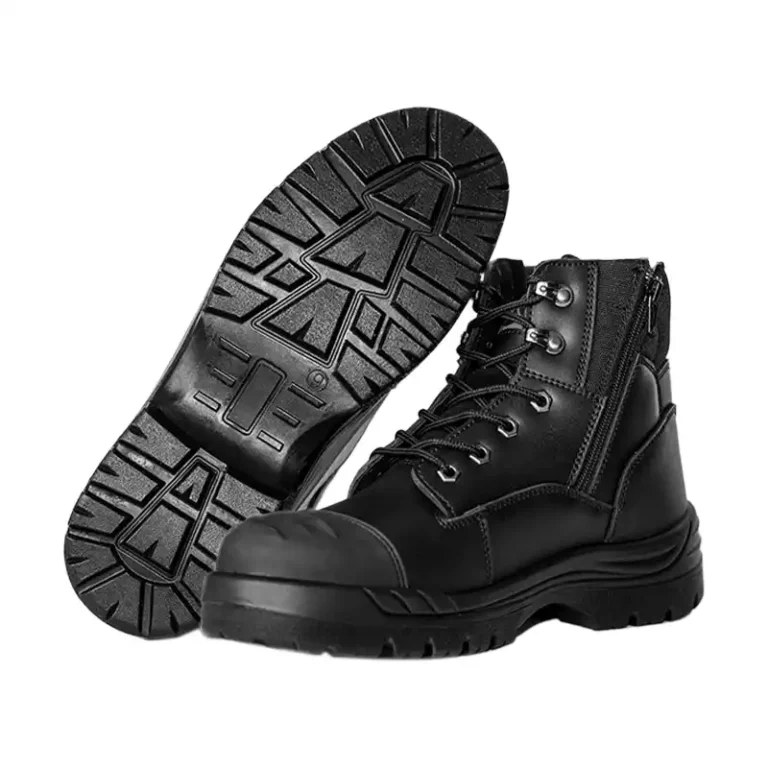 Black Heavy Duty Side Zip-Up Lace Safety Work Shoes