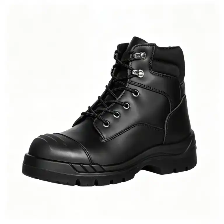 Black Heavy Duty Side Zip-Up Lace Steel Toe Safety Work Shoes