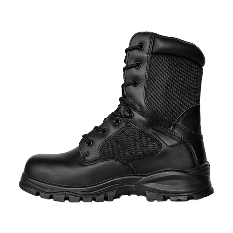 Black Leather Ridge Military Work Boots
