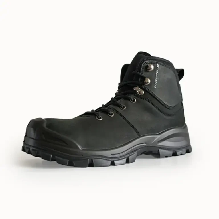 Heavy Duty Black Nubuck Leather S3 Work Boots for Mining Industry