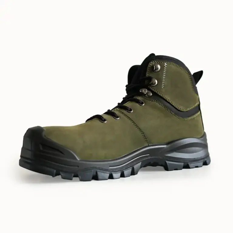 Heavy Duty Green Nubuck Leather S3 Work Boots for Mining Industry