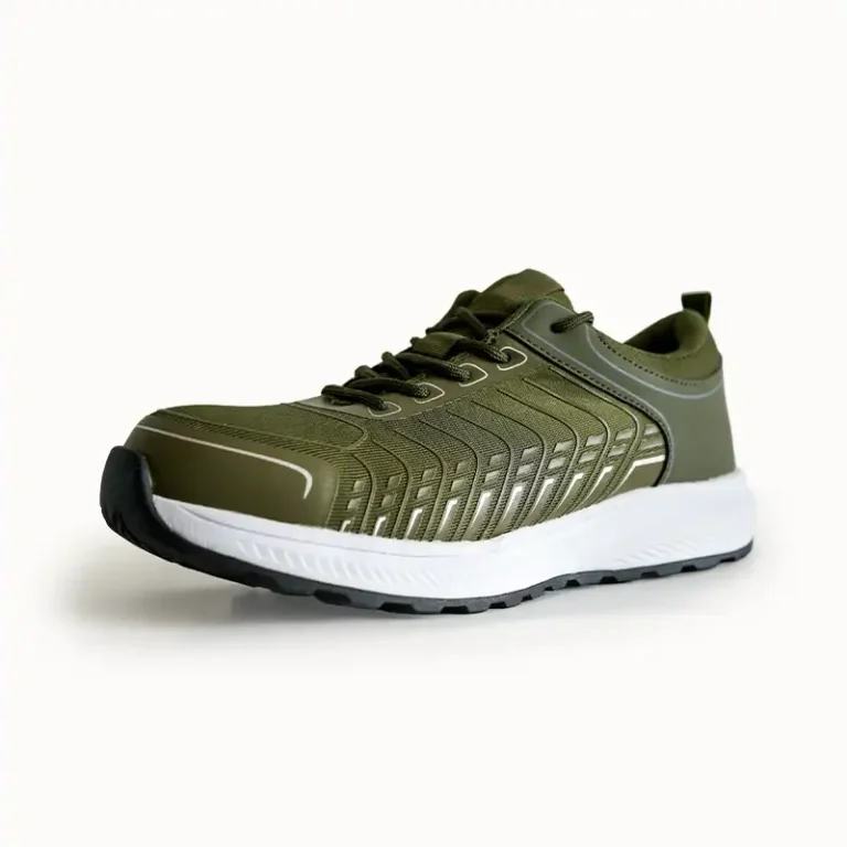 Olive Green Lightweight Breathable Mesh Slip-resistant Safety Sneakers with composite toe