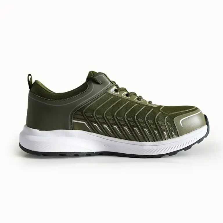 Olive Green Lightweight Breathable Mesh Slip resistant Safety Sneakers with composite toe